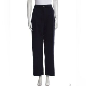 Sezane Navy Blue High-Waisted Pants